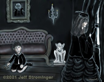 Eve at the Window 8x10 Collectible Concept Art Signed by Jeff Strominger, Limited Edition from his Horror Thriller Old West Vampire Novel