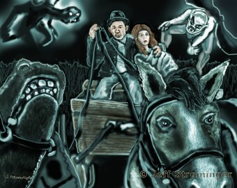 The Wagon Ride 8x10 Collectible Concept Art Signed by Jeff Strominger, Limited Edition from his Horror Thriller Old West Vampire Novel