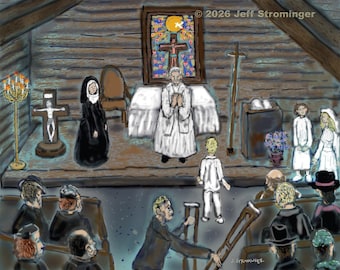 New! Faithful Hearts Church 8x10 Collectible Concept Art, Signed, Numbered, from his Vampire Novel