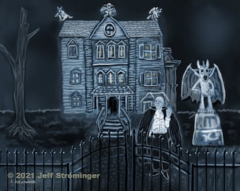 Wightlock Mansion 8x10 Collectible Concept Art Signed by Jeff Strominger, Limited Edition from his Horror Thriller Old West Vampire Novel