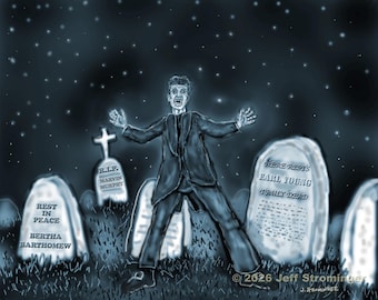 New! Night Rising 8x10 Collectible Concept Art, Signed, Numbered, based on his Old West Vampire Novel