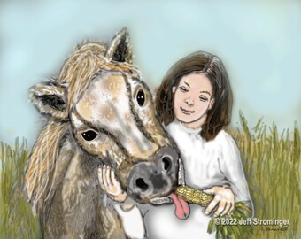 Lindsey and Bessie 8x10 Collectible Concept Art Signed by Jeff Strominger, Limited Edition from his Horror Thriller Old West Vampire Novel