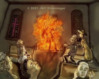 Catching Fire 8x10 Collectible Concept Art Signed by Jeff Strominger, Limited Edition from his Horror Thriller Old West Vampire Novel