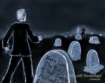 Into the Graveyard 8x10 Collectible Concept Art Signed by Jeff Strominger, Limited Edition from his Horror Thriller Old West Vampire Novel