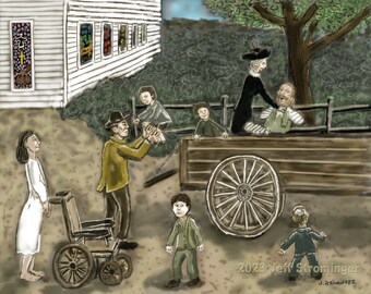 Disembarking the Wagon 8x10 Collectible Concept Art Signed by Jeff Strominger, Limited Edition from his Horror Old West Vampire Novel