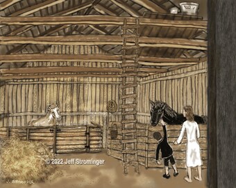 Inside the Barn 8x10 Collectible Concept Art Signed by Jeff Strominger, Limited Edition from his Horror Thriller Old West Vampire Novel
