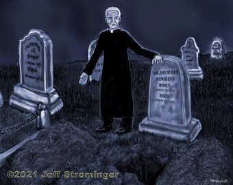 Graveyard 8x10 Collectible Concept Art Signed by Jeff Strominger, Limited Edition from his Horror Thriller Old West Vampire Novel