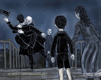 Vampire Attack 8x10 Collectible Concept Art Signed by Jeff Strominger, Limited Edition from his Horror Thriller Old West Vampire Novel