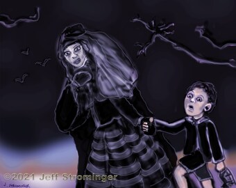 Come Along 8x10 Collectible Concept Art Signed by Jeff Strominger, Limited Edition from his Horror Thriller Old West Vampire Novel