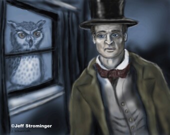 James and the Owl 8x10 Collectible Concept Art Signed by Jeff Strominger, Limited Edition from his Horror Thriller Old West Vampire Novel