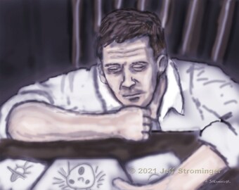 Worn Out 8x10 Collectible Concept Art Signed by Jeff Strominger, Limited Edition from his Horror Thriller Old West Vampire Novel