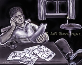 James Looking at Pictures 8x10 Collectible Concept Art Signed by Jeff Strominger, Limited Edition from his Horror Old West Vampire Novel