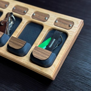 Personalized Maple Wall Key Holder Elegant Storage for Keys and Fobs Custom Engraving Available image 3