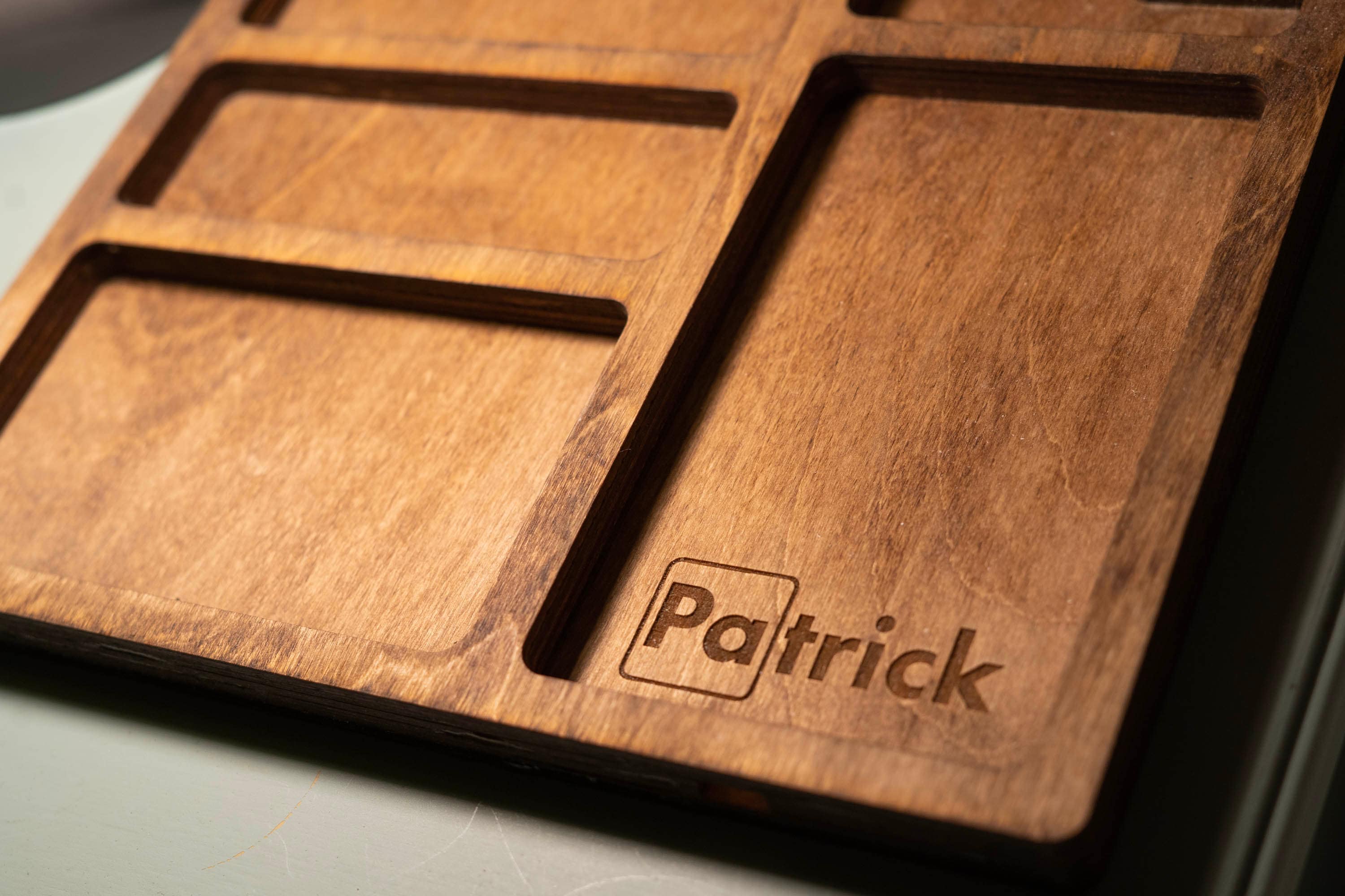 EDC Nightstand Dump Tray - Wood Valet Tray - Personalization