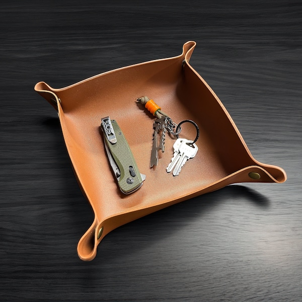 Leather Catch All Tray - Great for EDC Items, Jewelry, Keys, and more.