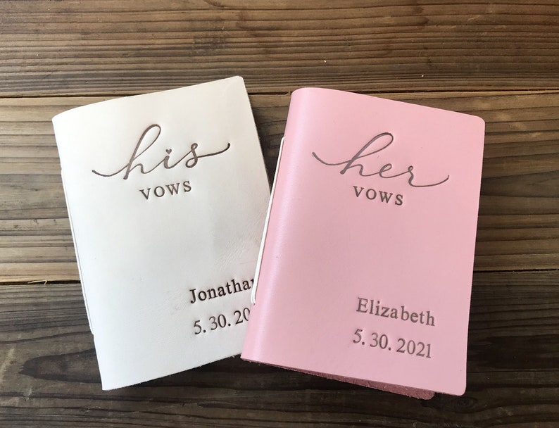 His and Her Vow Books Leather Vows Book custom Vows Booklet Etsy