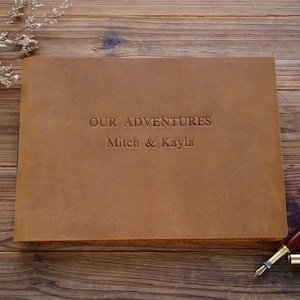 Personalized Photo Scrapbook Leather Scrapbook Our Adventure Book First Year Gift Gift for Him and Her