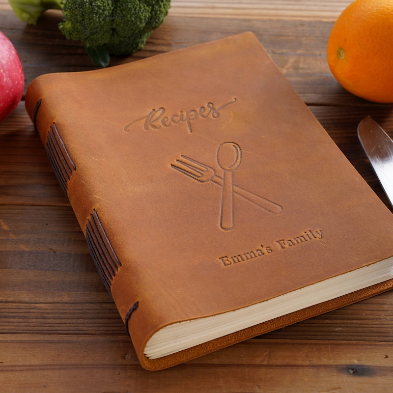Personalized Leather Recipe Book Cook Book Gift for Her Valentine's Day Christmas Gift