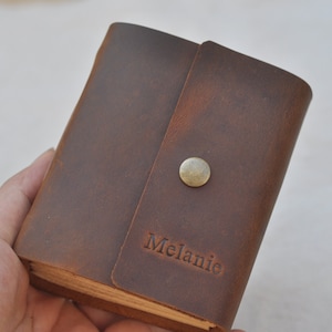 Personalized mini leather journal Pocket notebook small sketchbook pocket journal
