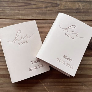 Her and Her Vow Books, Leather Vows Book ,Custom Vows Booklet, Personalized Gift