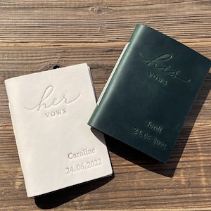 His and Her Vow Books, Leather Vows Book ,Custom Vows Booklet, Personalized Gift