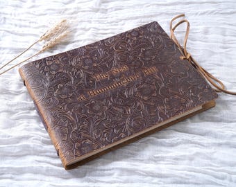 Personlig gästbok, rustik gästbok, fotoalbum i läder, fotogästbok, bröllopssigneringsbok, förlovningsminnessak