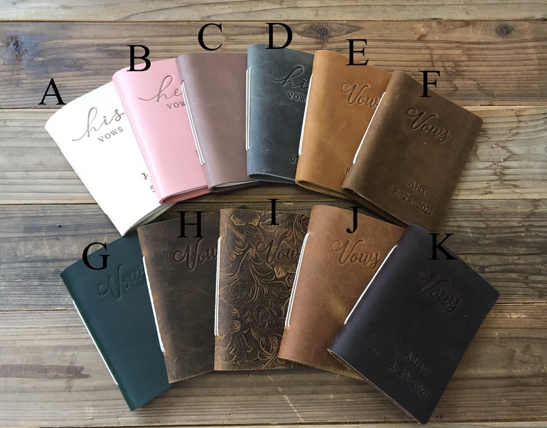 Personalized Leather Wedding Vows Book Vow Books Set Of 2 image 8