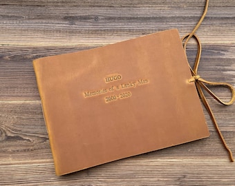 Personalized Guest book Leather Scrapbook Our Memory Book Gift for Her 1th Anniversary Gift