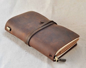 Handmade Leather Traveler's Notebook Journal  Travel Diary