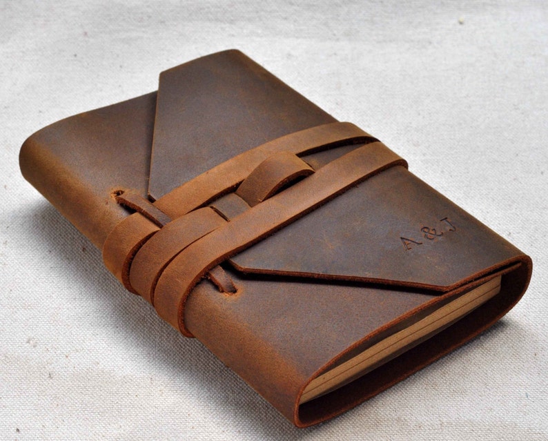 Handmade Travel Notebook Refillable Leather Journal Leather Notebook Custom Journal Free stamp image 2