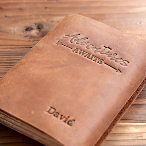 Personalized Leather Journal Notebook Adventure Awaits Book Travel Journal notebook image 1