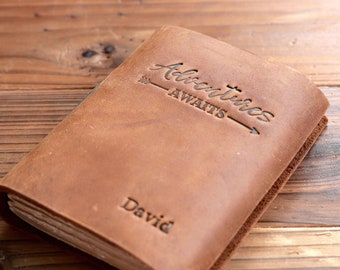 Personalized Leather Journal Notebook  Adventure Awaits Book Travel Journal notebook