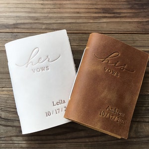 His and Her Vow Books, Leather Vows Book ,Custom Vows Booklet, Personalized Gift image 1