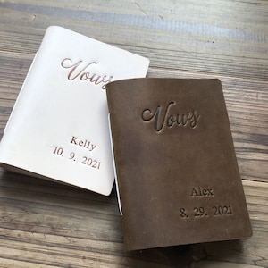 His and Her Vow Books, Leather Vows Book ,Custom Vows Booklet, Personalized Gift image 2