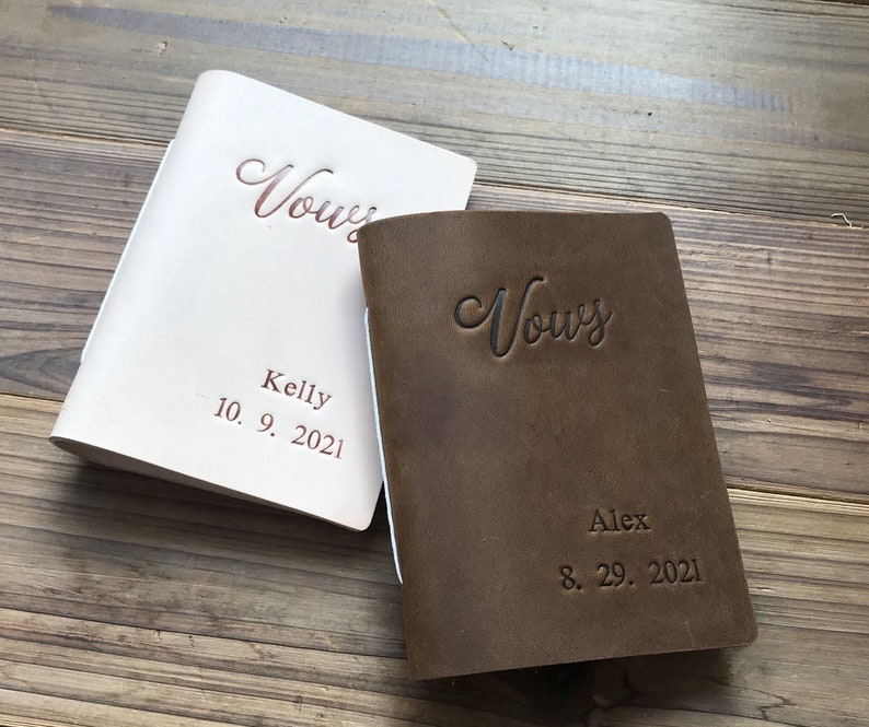 His and Her Vow Books, Leather Vows Book ,Custom Vows Booklet, Personalized Gift image 2