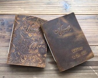 Personalized Leather Wedding Vows Book Vow Books Set Of 2