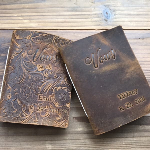 Livre de vœux de mariage personnalisé en cuir, lot de 2