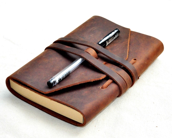 Wonderpool A6 Leather Diary Lined Paper Notebook & Pen