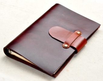 Personalised, travel journal, leather notebook, leather journal,notebook, dark brown, handmade, blank or lined pages(Free Stamp)