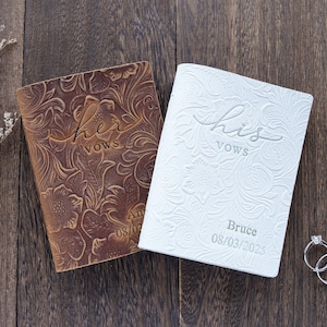 His and Her Vow Books, Leather Vows Book ,Custom Vows Booklet, Personalized Wedding Gift