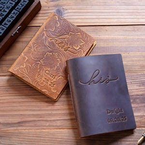 His and Her Vow Books, Leather Vows Book ,Custom Vows Booklet, Personalized Gift