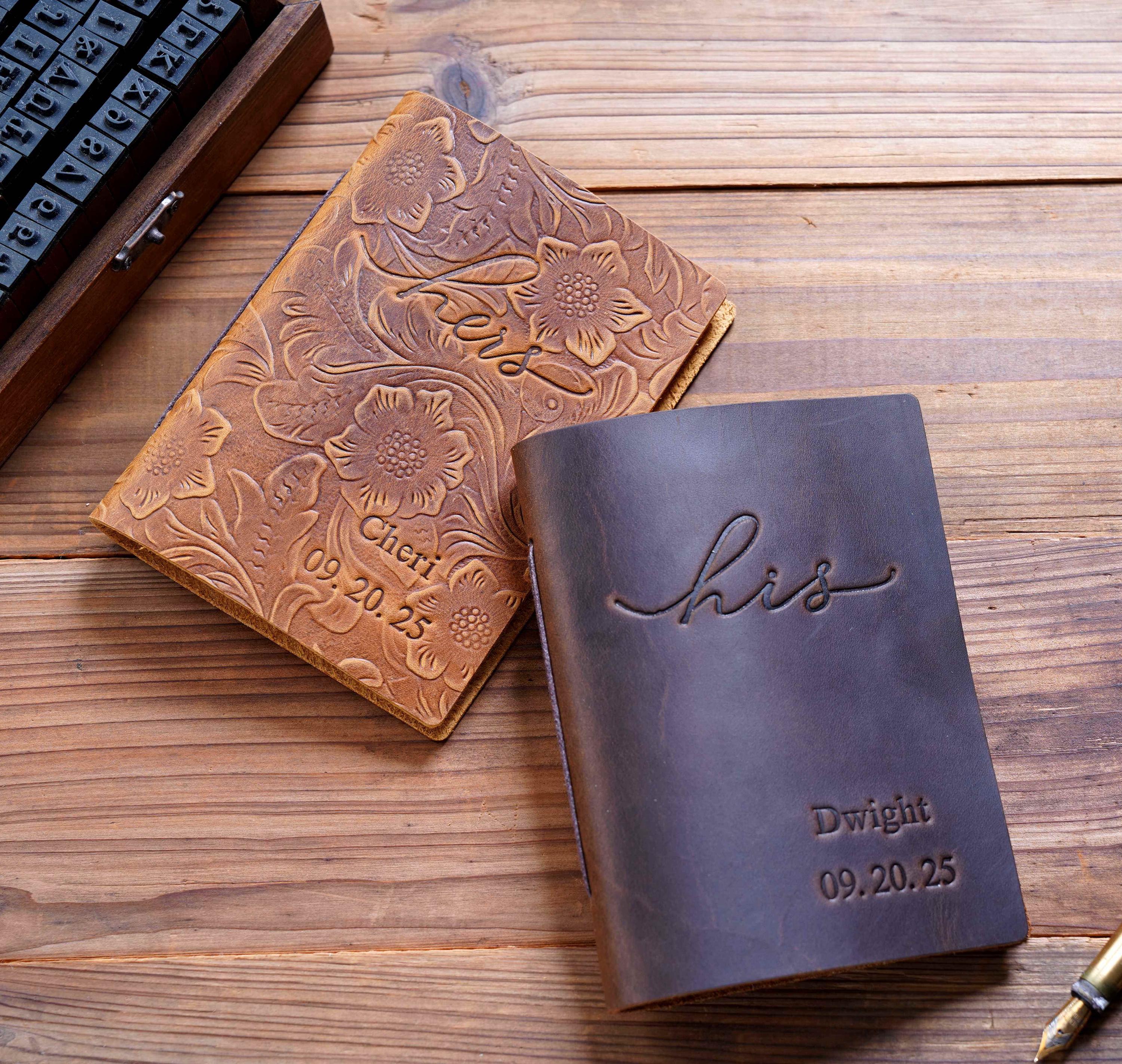 His and Her Vow Books, Leather Vows Book ,Custom Vows Booklet, Personalized Gift
