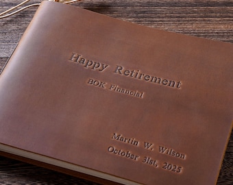 Gästbok för pensionering, gästbok i läder, fotogästbok, fotoalbum i läder, present till pensionär