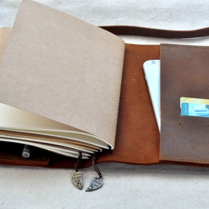 Diario di viaggio in vera pelle ricaricabile, diario vintage in formato A5, quaderno in pelle immagine 2