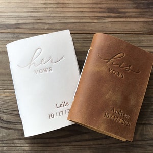 Personalized Leather Wedding Vows Book Vow Books Set Of 2 image 2