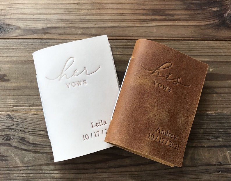 Personalized Leather Wedding Vows Book Vow Books Set Of 2 image 2