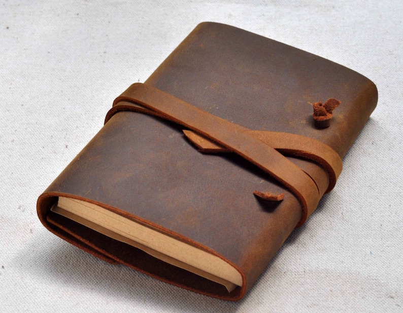 Handmade Travel Notebook Refillable Leather Journal Leather Notebook Custom Journal Free stamp image 4