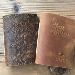 His and Her Vow Books, Leather Vows Book ,Custom Vows Booklet, Personalized Gift image 4