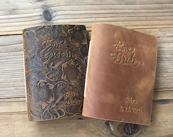 Rustic Wedding Vow Book, Wedding vows gift,Bride and Groom Vows,Vow Books Set of 2