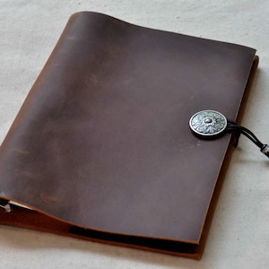 Leather Journal Notebook or Sketchbook ,leather replaceable notebook(Free Stamp)